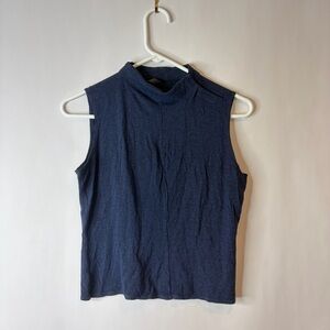 Laundry By Shelli Segal Navy Sleeveless Mock Neck Tank Top medium
